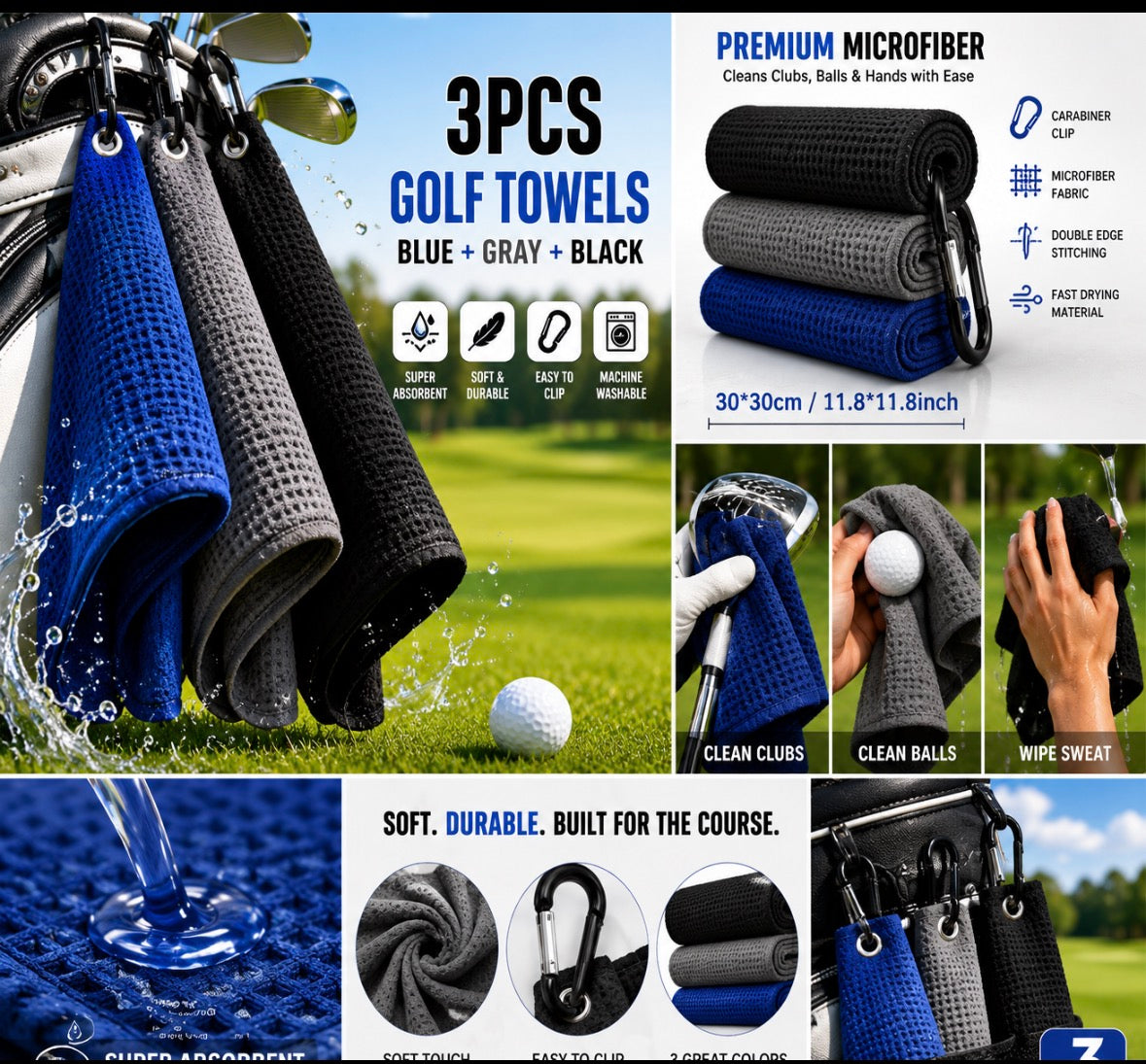 3 Piece Golf Towels
